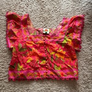 FARM Rio Vibrant Pink Floral Blouse